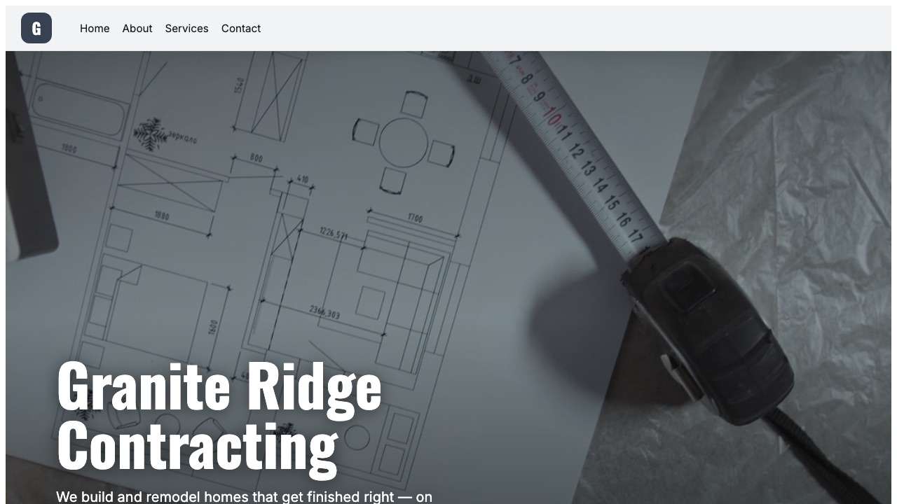 Granite Ridge Contracting — a real site built by the AI