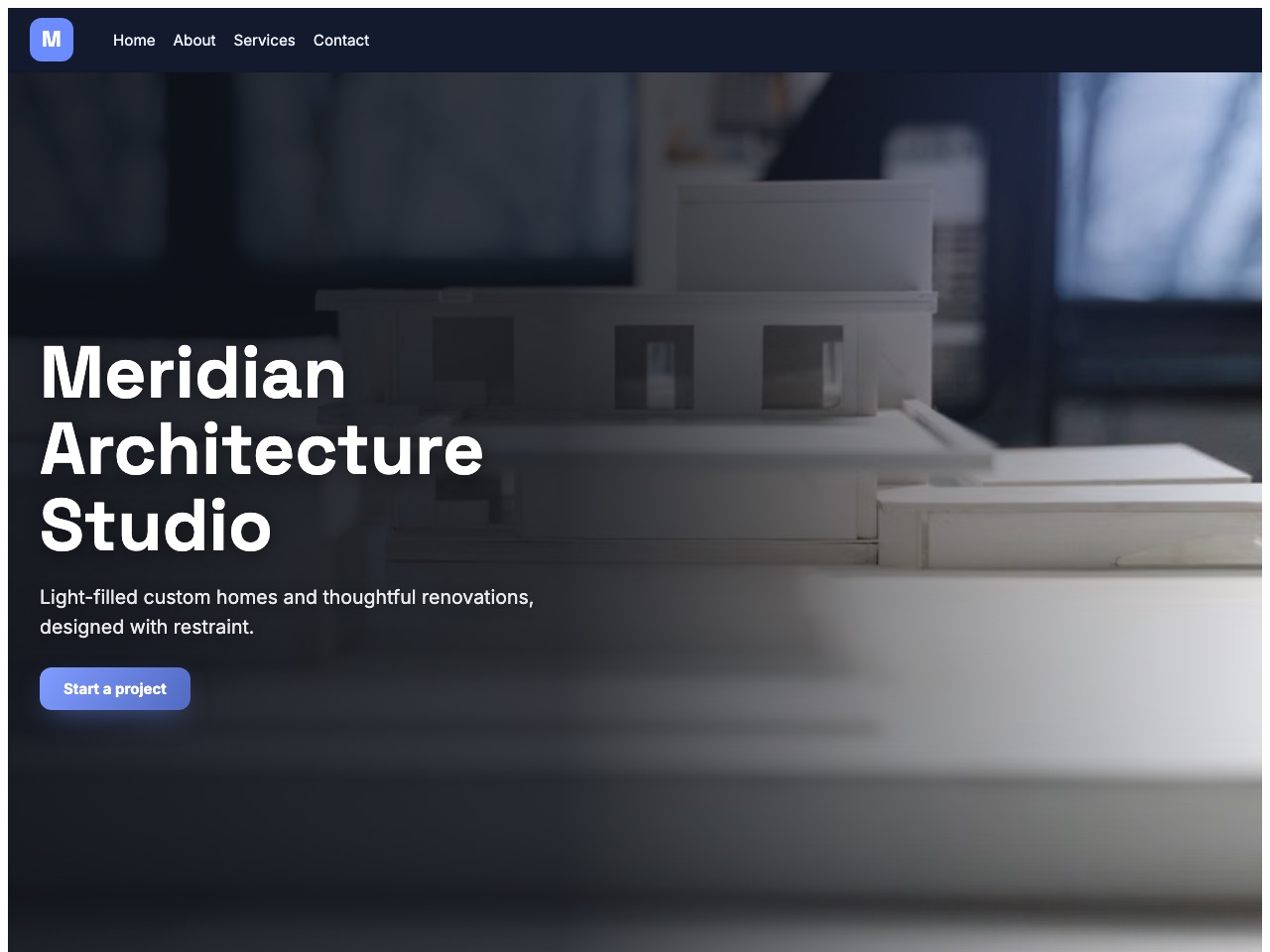 Meridian Architecture Studio — a real site built by the AI